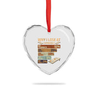 Funny Cornhole Player Heart Crystal Glass Ornament Retro Why I Lose Game Day Bean Bag Toss Game