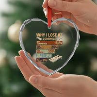 Funny Cornhole Player Heart Crystal Glass Ornament Retro Why I Lose Game Day Bean Bag Toss Game