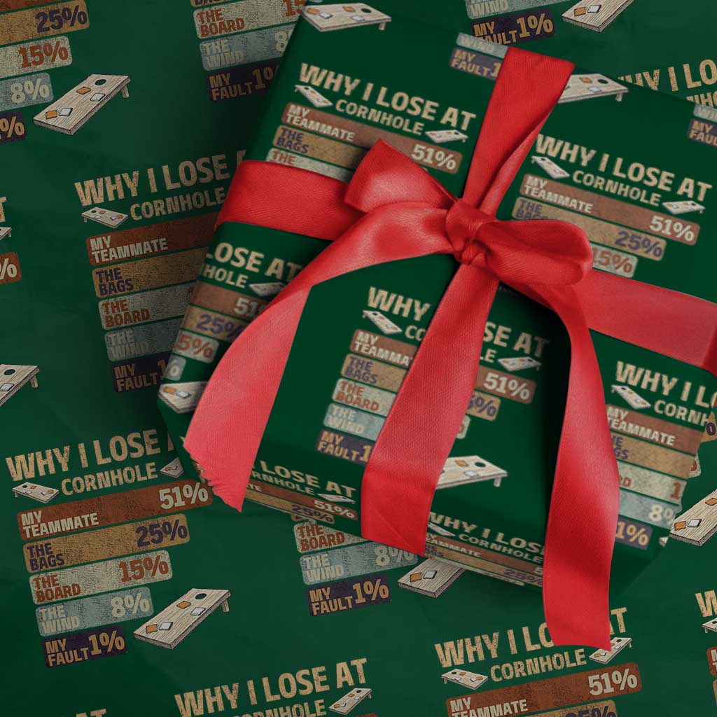 Funny Cornhole Player Wrapping Paper Roll Retro Why I Lose Game Day Bean Bag Toss Game
