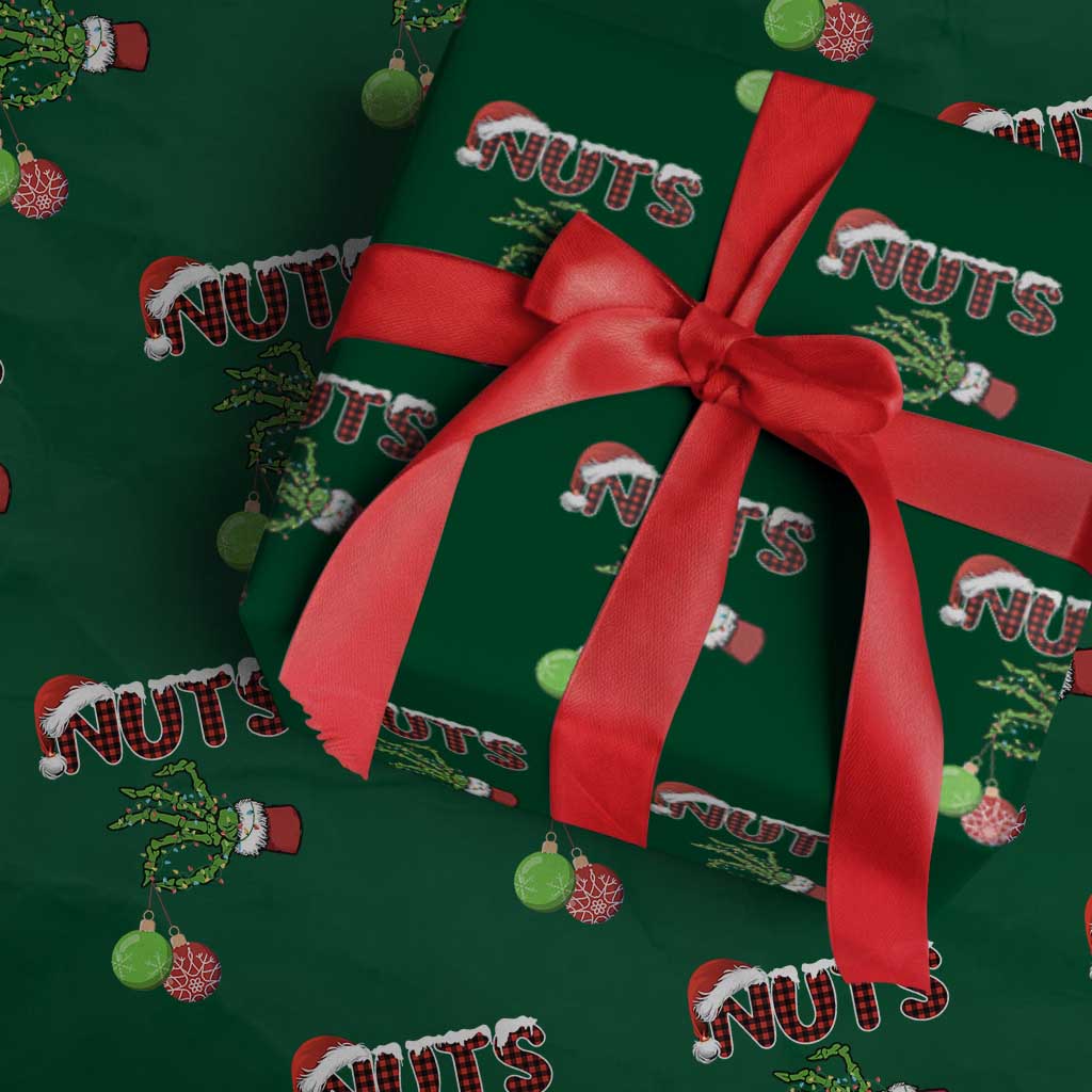 Funny Couples Christmas Wrapping Paper Roll Chest And Nuts Matching Holiday Skeleton Hand - Wonder Print Shop
