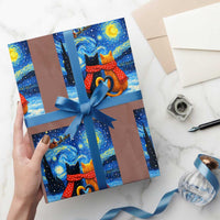 Funny Couples Xmas Wrapping Paper Roll Cats Lover Starry Night - Wonder Print Shop