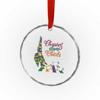 Funny Courir De Mardi Gras Crystal Glass Ornament Chasing Dem Chicks Carnival