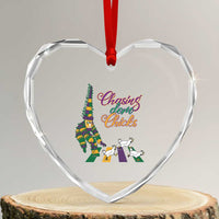 Funny Courir De Mardi Gras Heart Crystal Glass Ornament Chasing Dem Chicks Carnival