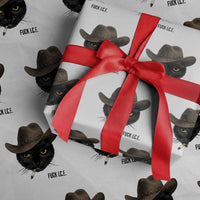 Funny Cowboy Cat Smoking Anti ICE Protest Meme Wrapping Paper Roll