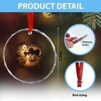 Funny Cowboy Cat UFO Crystal Glass Ornament Retro Western Rodeo Meme Cats Lover Gift