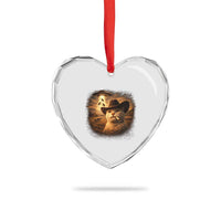 Funny Cowboy Cat UFO Heart Crystal Glass Ornament Retro Western Rodeo Meme Cats Lover Gift
