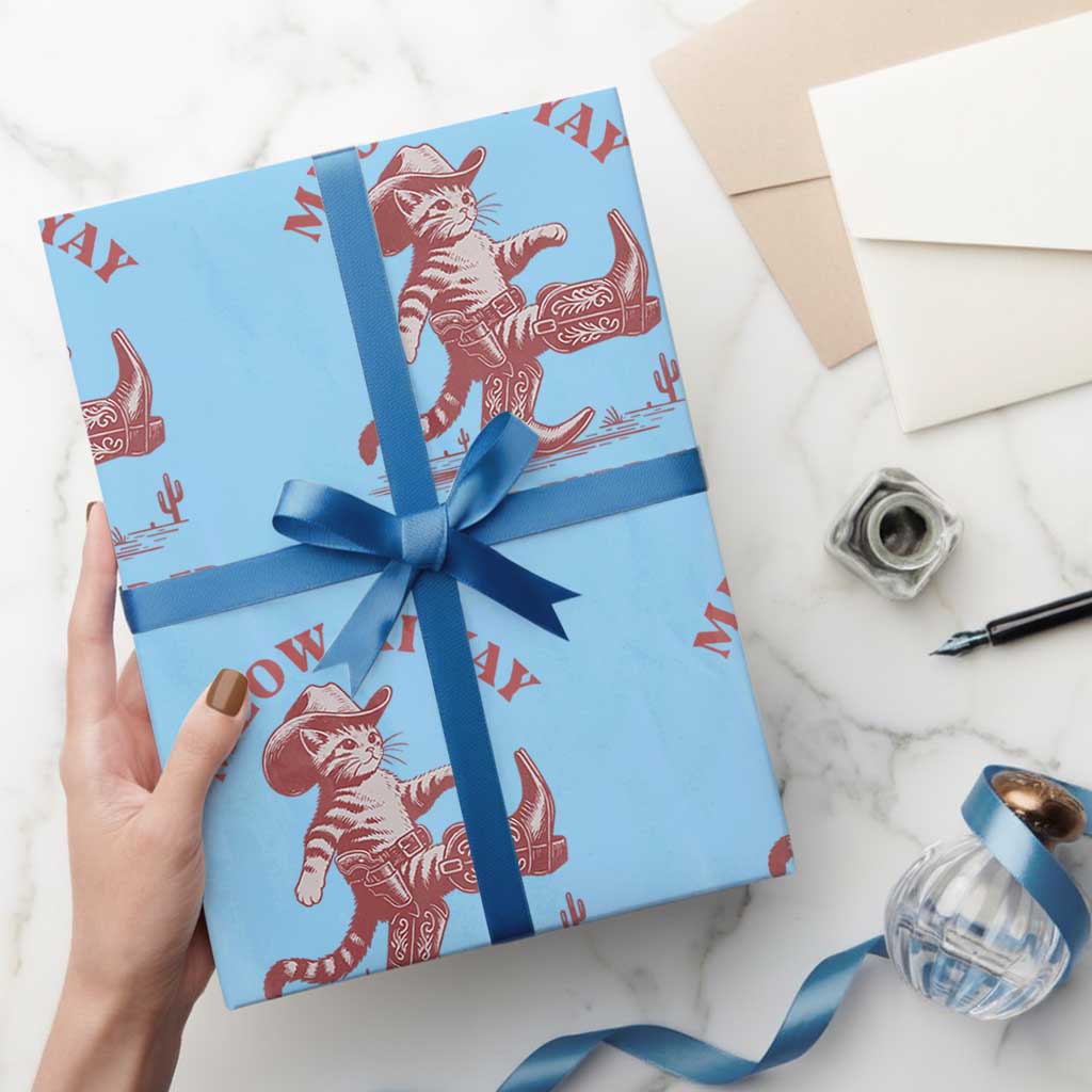 Funny Cowboy Cat Wrapping Paper Roll Western Rodeo Meow Ki Yay Mother Purrer - Wonder Print Shop