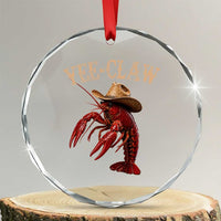 Funny Cowboy Crawfish Crystal Glass Ornament Yee Claw Funny Crawfish Cajun Seafood Festival