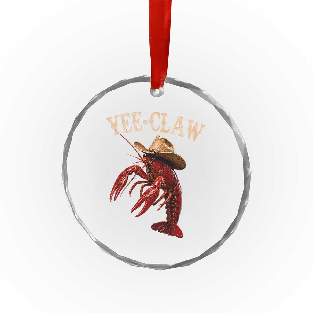Funny Cowboy Crawfish Crystal Glass Ornament Yee Claw Funny Crawfish Cajun Seafood Festival