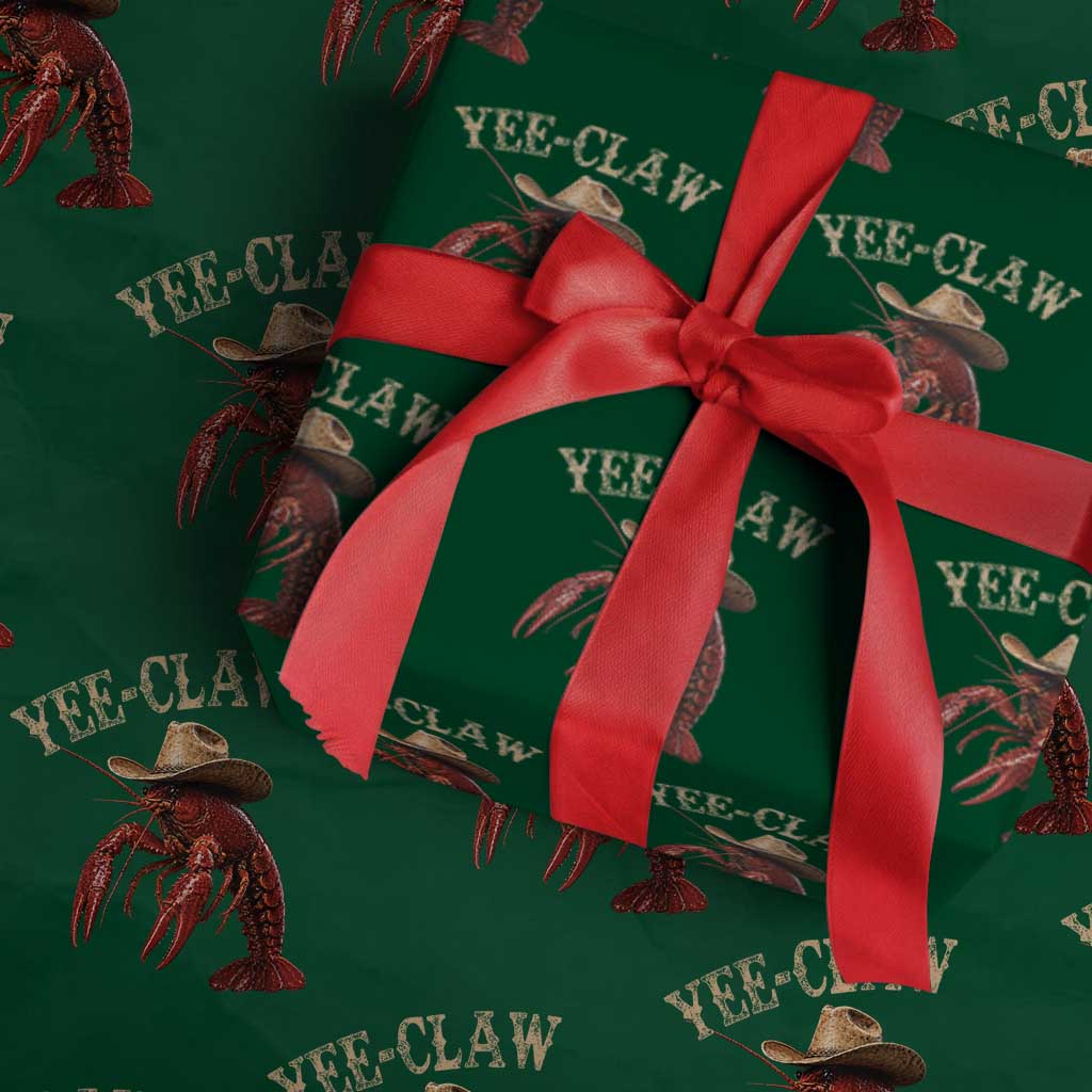 Funny Cowboy Crawfish Wrapping Paper Roll Yee Claw Funny Crawfish Cajun Seafood Festival