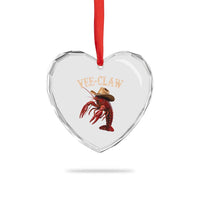 Funny Cowboy Crawfish Heart Crystal Glass Ornament Yee Claw Funny Crawfish Cajun Seafood Festival