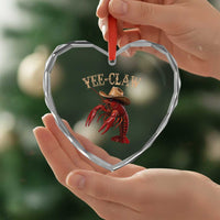 Funny Cowboy Crawfish Heart Crystal Glass Ornament Yee Claw Funny Crawfish Cajun Seafood Festival