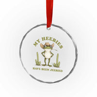 Funny Cowboy Frog Meme Crystal Glass Ornament My Heebies Have Been Jeebied