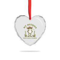 Funny Cowboy Frog Meme Heart Crystal Glass Ornament My Heebies Have Been Jeebied