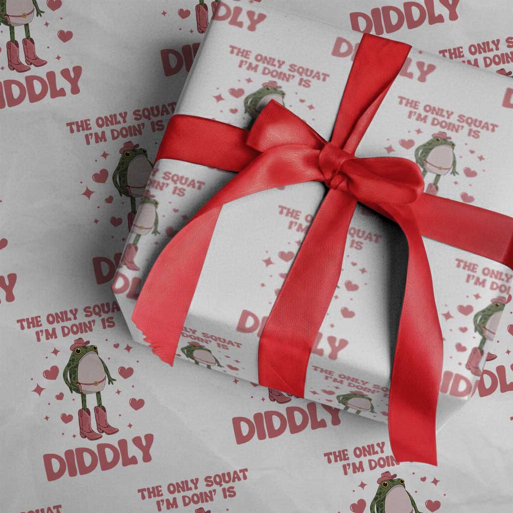 Funny Cowboy Frog Wrapping Paper Roll The Only Squat I'm Doin' Is Diddly - Wonder Print Shop