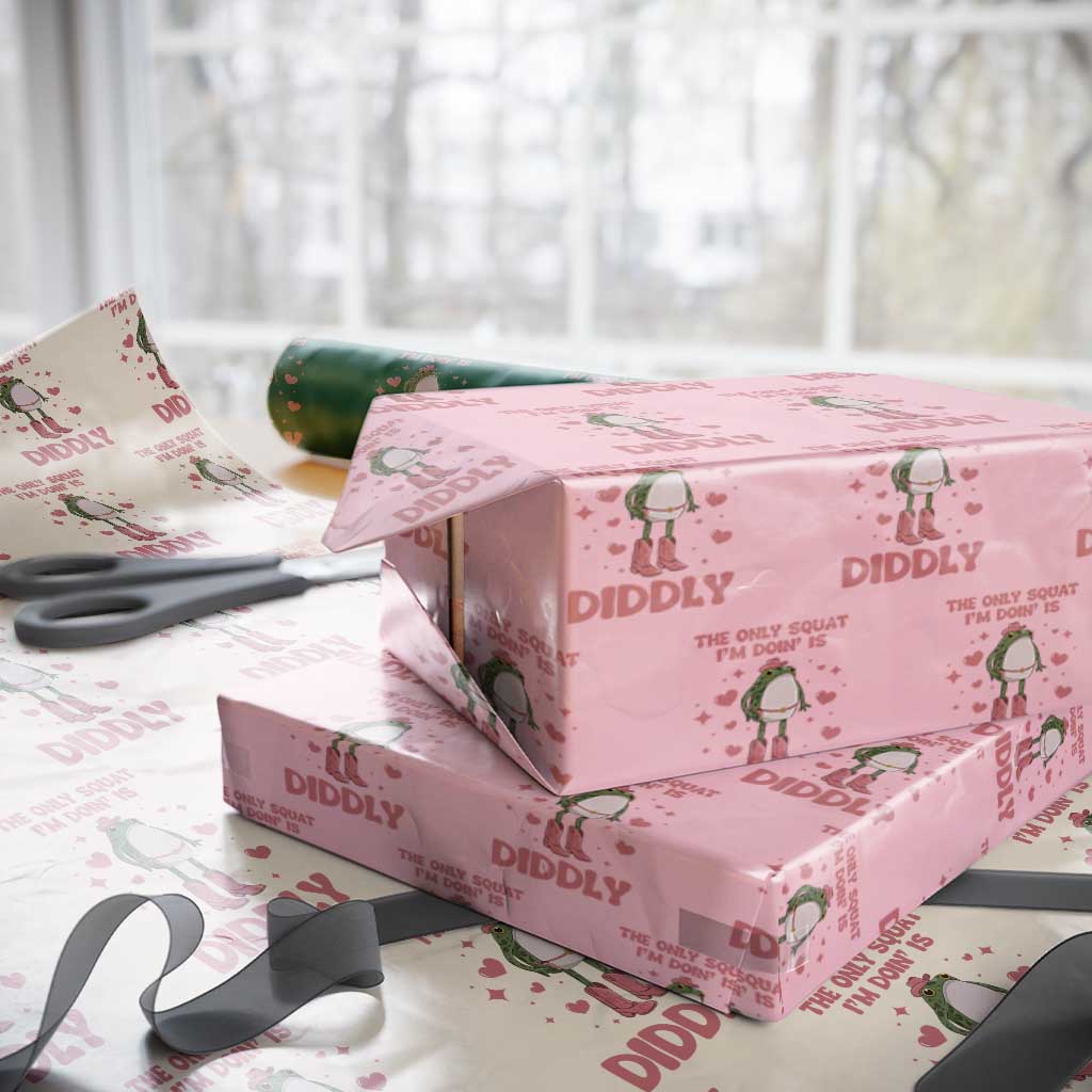 Funny Cowboy Frog Wrapping Paper Roll The Only Squat I'm Doin' Is Diddly - Wonder Print Shop