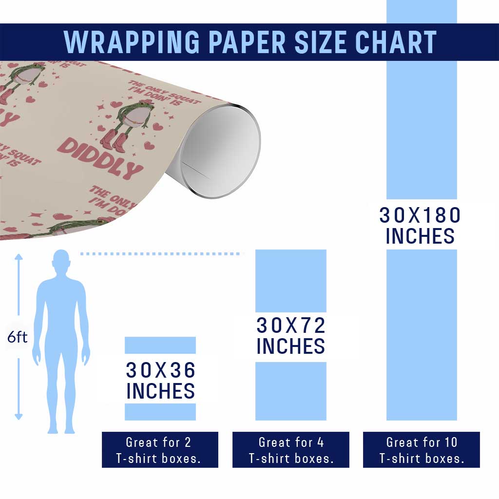 Funny Cowboy Frog Wrapping Paper Roll The Only Squat I'm Doin' Is Diddly - Wonder Print Shop