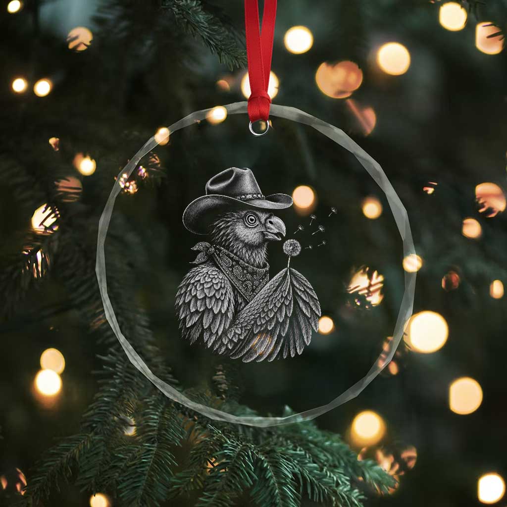 Funny Cowboy Hoatzin Crystal Glass Ornament Blowing Dandelion Western Bird Gift