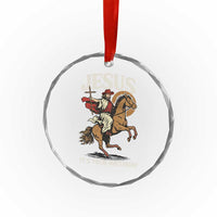Funny Cowboy Jesus Christmas Crystal Glass Ornament It Is Your Birthday - Wonder Print Shop