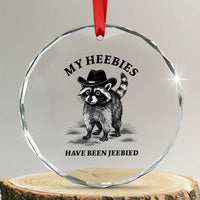 Funny Cowboy Raccoon Meme Crystal Glass Ornament My Heebies Have Been Jeebied