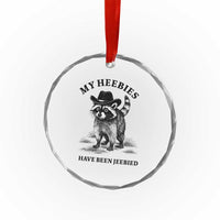 Funny Cowboy Raccoon Meme Crystal Glass Ornament My Heebies Have Been Jeebied