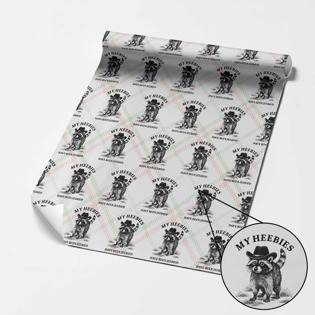 Funny Cowboy Raccoon Meme Wrapping Paper Roll My Heebies Have Been Jeebied