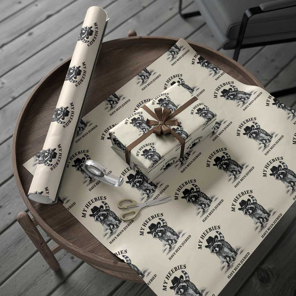 Funny Cowboy Raccoon Meme Wrapping Paper Roll My Heebies Have Been Jeebied