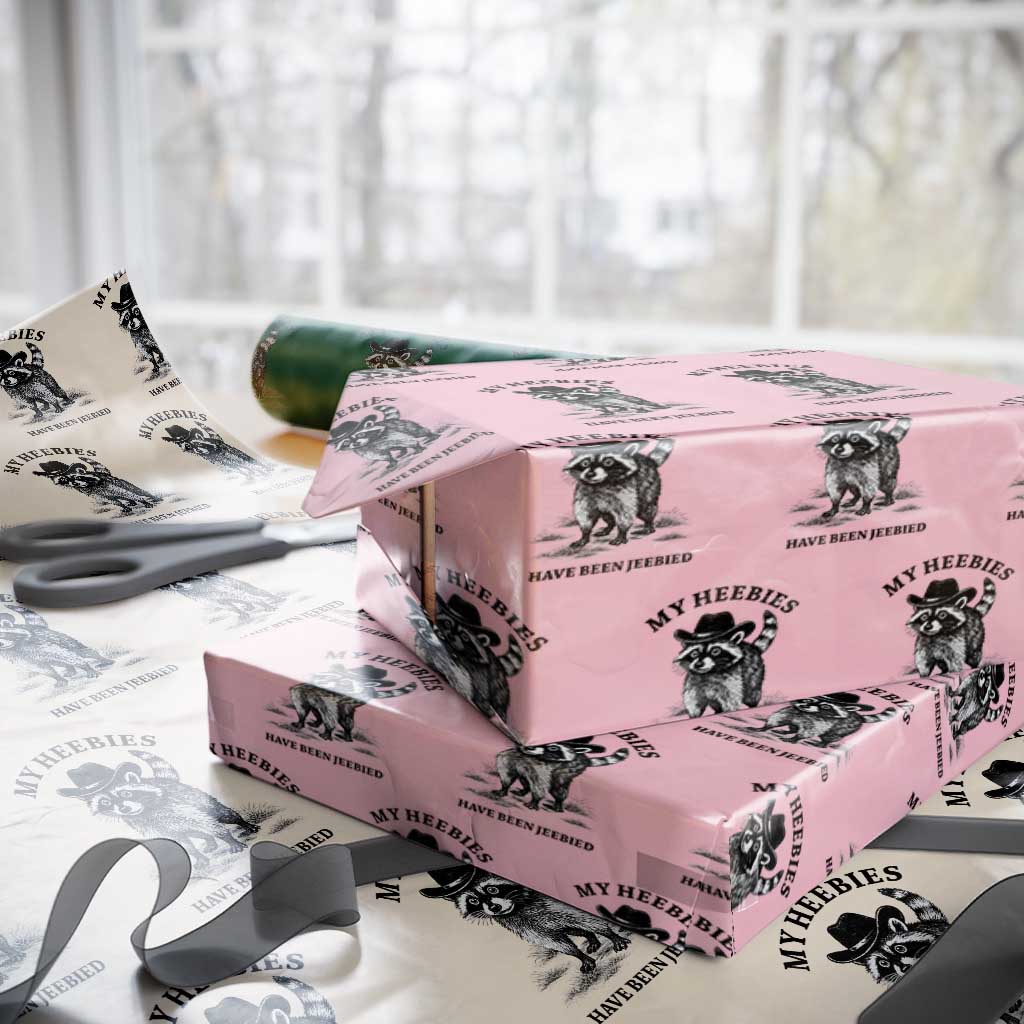 Funny Cowboy Raccoon Meme Wrapping Paper Roll My Heebies Have Been Jeebied