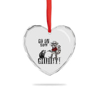 Funny Cowboy Raccoon Opossum Heart Crystal Glass Ornament Go On Now Git - Wonder Print Shop