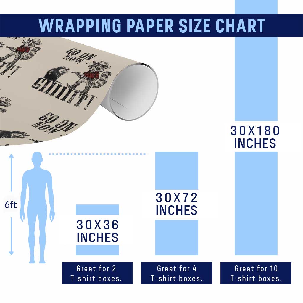 Funny Cowboy Raccoon Opossum Wrapping Paper Roll Go On Now Git - Wonder Print Shop