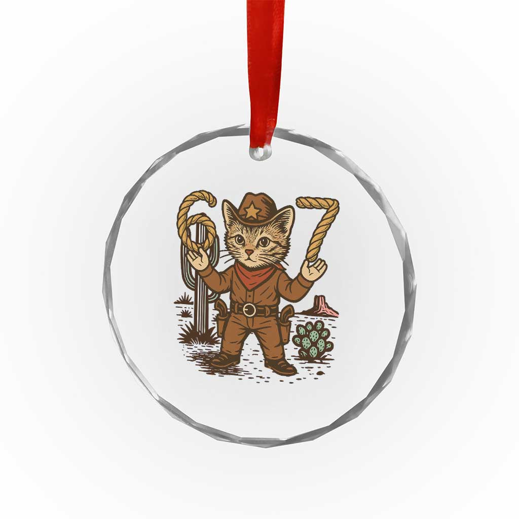Funny Cowcat Six Seven Meme Crystal Glass Ornament Gen Alpha 67 Trend Gift - Wonder Print Shop