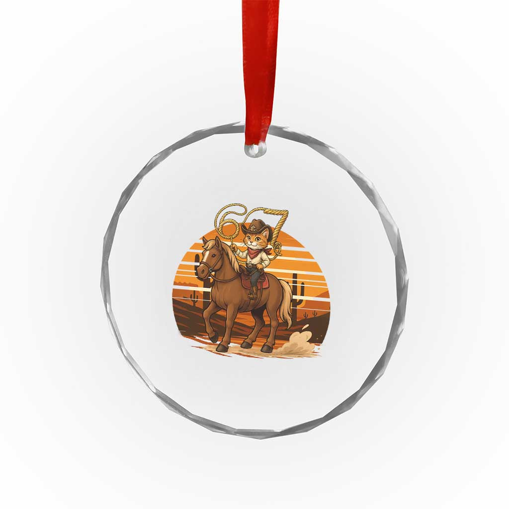 Funny Cowcat Six Seven Meme Crystal Glass Ornament Western 67 Trend Gift - Wonder Print Shop