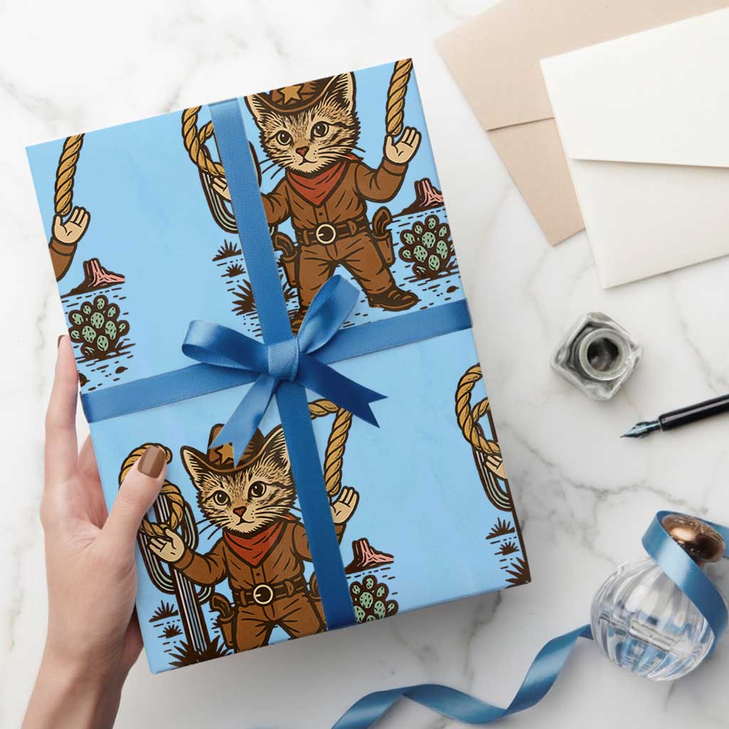 Funny Cowcat Six Seven Meme Wrapping Paper Roll Gen Alpha 67 Trend Gift - Wonder Print Shop