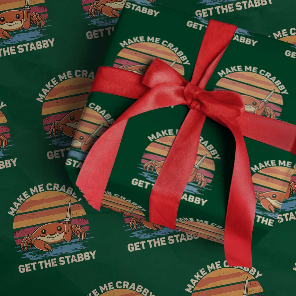 Funny Crab Meme Y2K Wrapping Paper Roll Make Me Crabby Get The Stabby - Wonder Print Shop