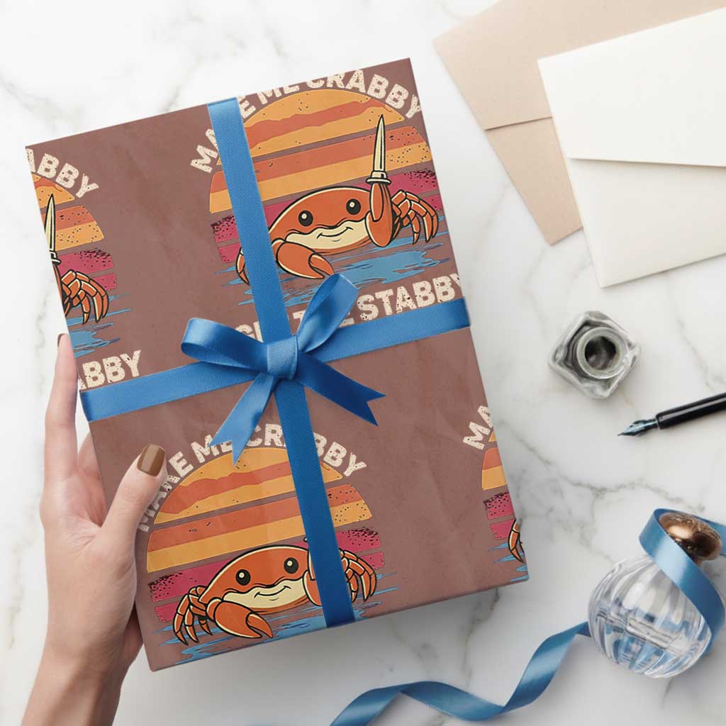 Funny Crab Meme Y2K Wrapping Paper Roll Make Me Crabby Get The Stabby - Wonder Print Shop