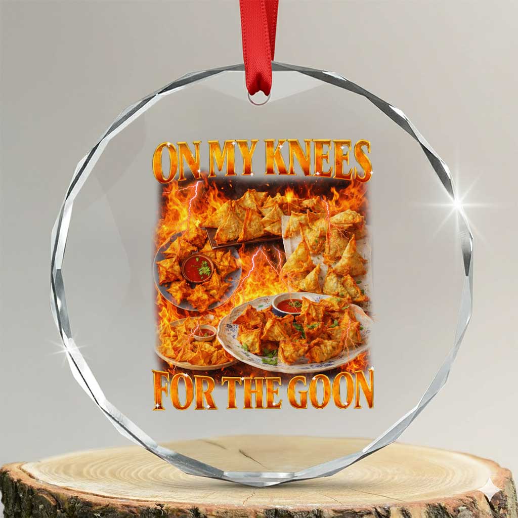 Funny Crab Rangoon Meme Crystal Glass Ornament Vintage 90s Style On My Knees Bootleg Graphic - Wonder Print Shop