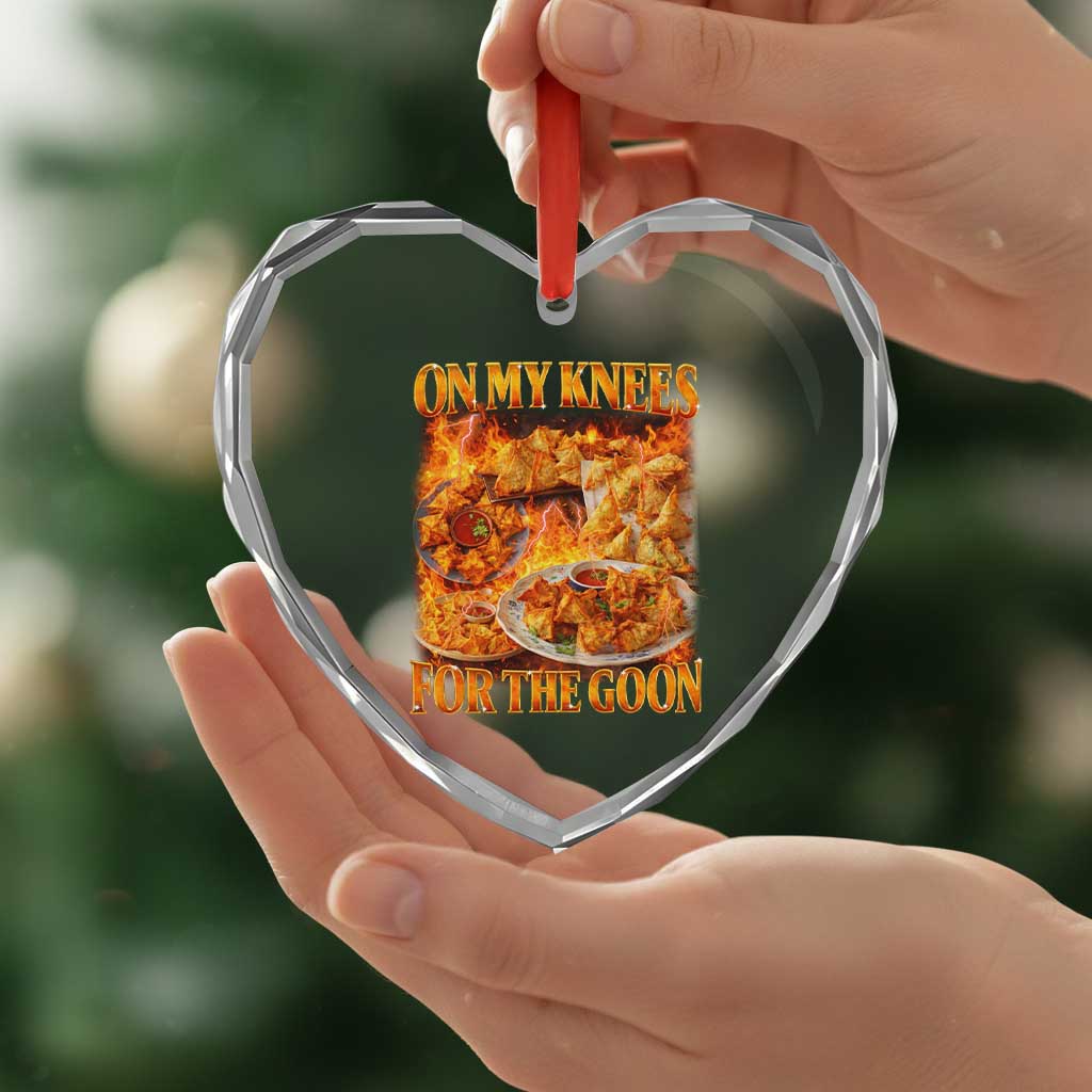 Funny Crab Rangoon Meme Heart Crystal Glass Ornament Vintage 90s Style On My Knees Bootleg Graphic - Wonder Print Shop