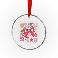 Funny Crab Tropical Summer Vacation Gift Crystal Glass Ornament Striped Summer Beach Vibes