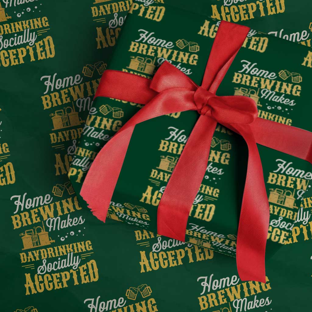Funny Craft Crew Beer Homebrewers Wrapping Paper Roll Home Brewing Makes Day Drinking Socially Accepted Brewery Fans