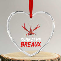 Funny Crawfish Heart Crystal Glass Ornament Come At Me Breaux Cajun Seafood Festival