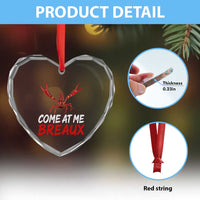 Funny Crawfish Heart Crystal Glass Ornament Come At Me Breaux Cajun Seafood Festival