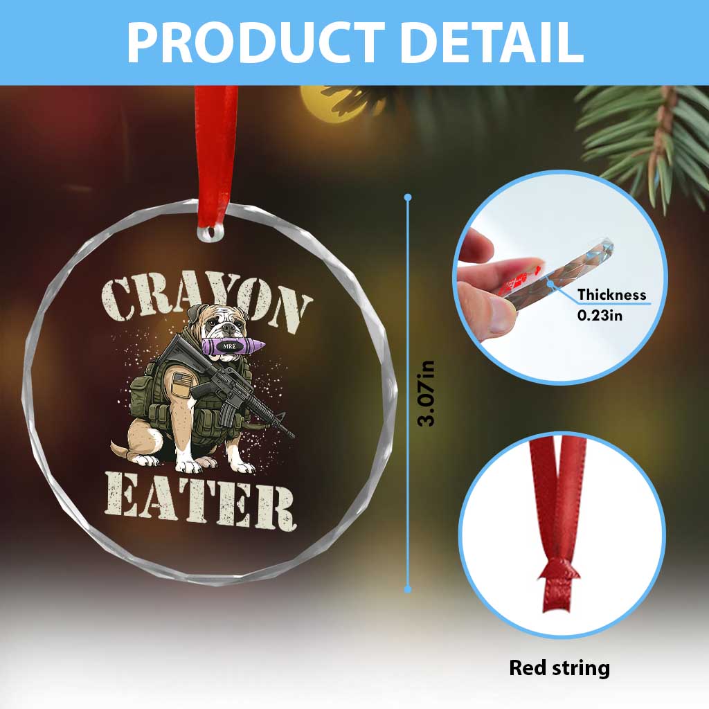 Funny Crayon Eater Crystal Glass Ornament Military Corps Proud Marine Soldier - Wonder Print Shop