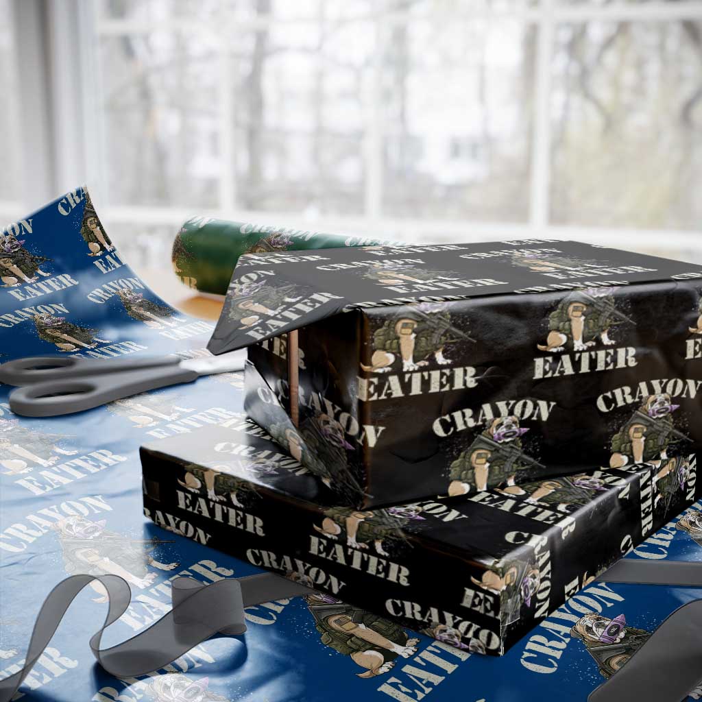 Funny Crayon Eater Wrapping Paper Roll Military Corps Proud Marine Soldier - Wonder Print Shop