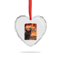 Funny Crazy Cat Selfie Heart Crystal Glass Ornament Bad Kitty Chaos Humor Graphic