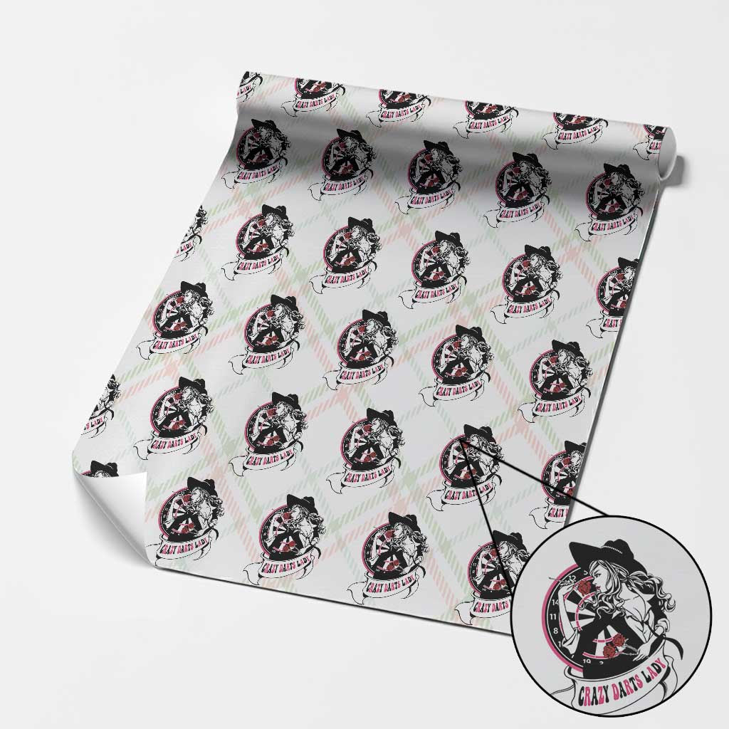 Funny Crazy Darts Lady Wrapping Paper Roll Coolest Girls Play Darts - Wonder Print Shop