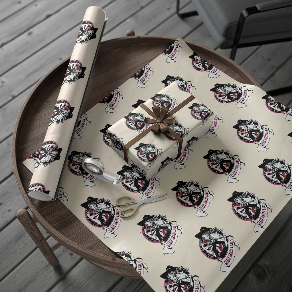 Funny Crazy Darts Lady Wrapping Paper Roll Coolest Girls Play Darts - Wonder Print Shop