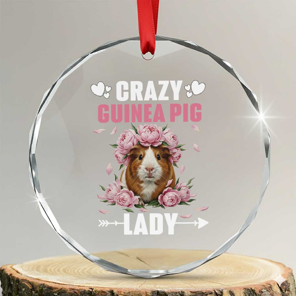 Funny Crazy Guinea Pig Lady Crystal Glass Ornament Cavy Mom Gift - Wonder Print Shop
