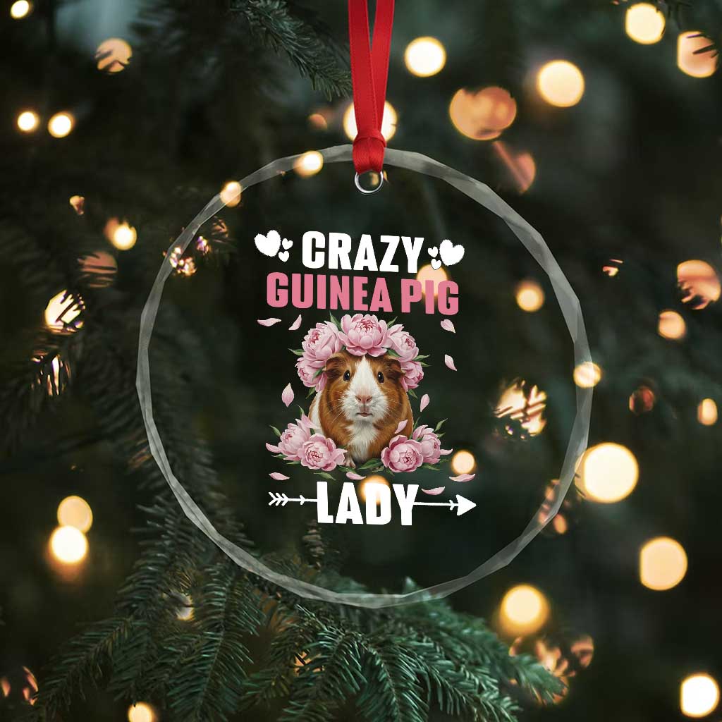 Funny Crazy Guinea Pig Lady Crystal Glass Ornament Cavy Mom Gift - Wonder Print Shop