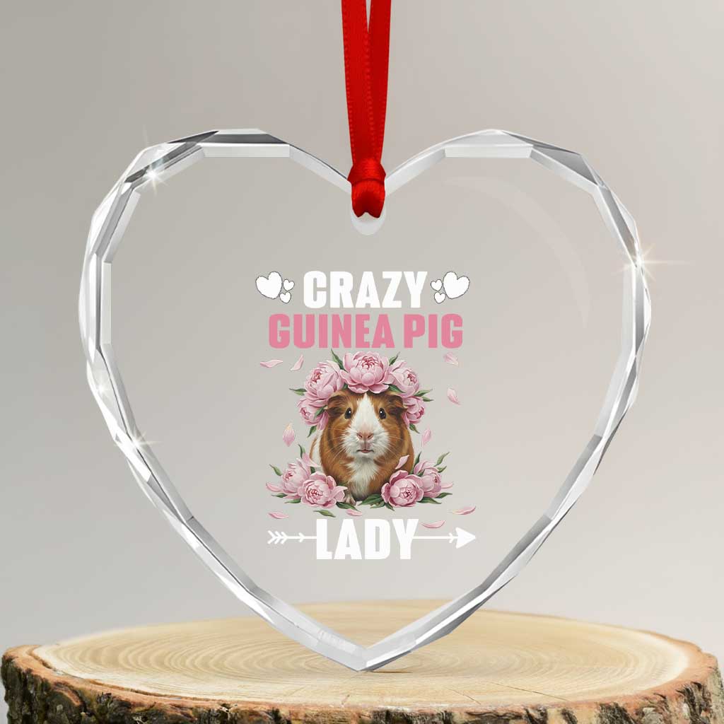 Funny Crazy Guinea Pig Lady Heart Crystal Glass Ornament Cavy Mom Gift - Wonder Print Shop