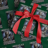 Funny Cringe Hard Skeleton Meme Wrapping Paper Roll I Need HEAD Hugs Encouragement Affection Devotion Middle Finger Edgy Hard Cringe